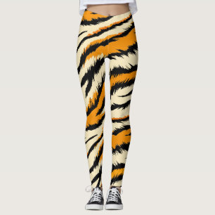 Leggings Patrón de rayas de tigre negro y marrón
