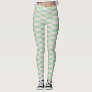 Leggings Patrón de rayas estilizadas Verde rosa