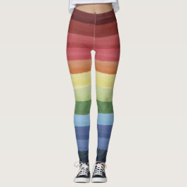 Leggings Patrón de rayas horizontales del arcoiris colorido