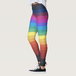 Leggings Patrón de rayas horizontales del arcoiris oscuro y