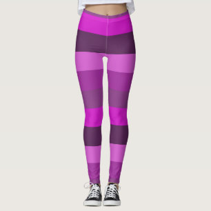 Leggings Patrón de rayas monocromas rosadas y violetas