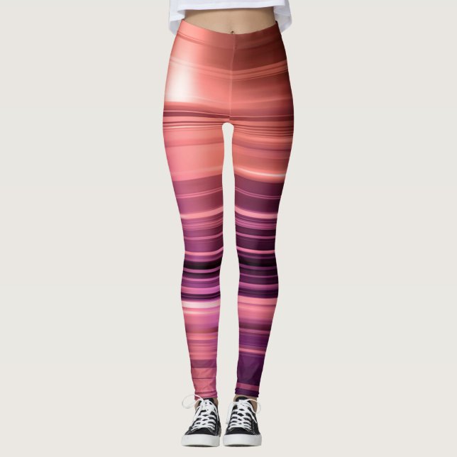 Leggings patrón de rayas naranjas y moradas (Anverso)