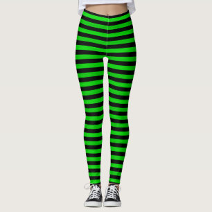 Leggings Patrón de rayas negras de color verde limón sin fo