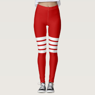 Leggings Patrón de rayas retro rojas rayado