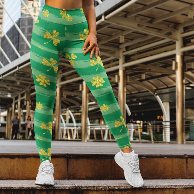Leggings Patrón de rayas verdes con ropas doradas Patrick (Subido por el creador)
