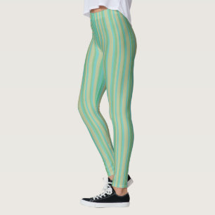 Leggings Patrón de rayas verdes de jade moderno