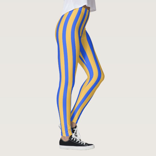 Leggings Patrón de rayas verticales azul y dorado negrita (Derecha)