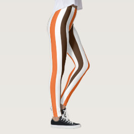 Leggings Patrón de rayas verticales de color marrón naranja