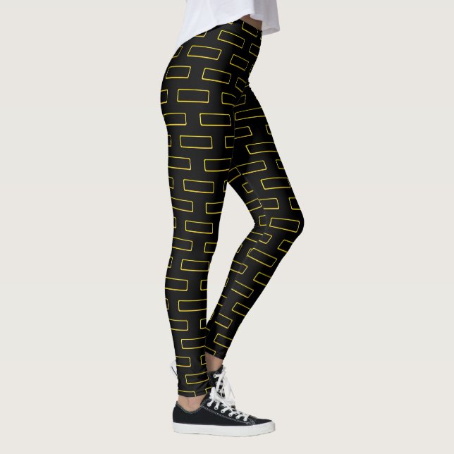 Leggings Patrón de rectángulo amarillo de moda (Derecha)