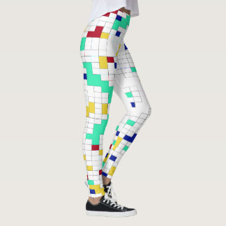 Leggings Patrón de rejilla de bloque de color geométrico mo