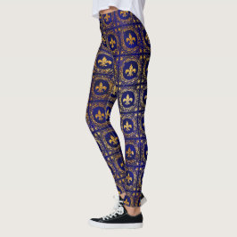 Leggings Patrón de Relieve metalizado de los santos morados