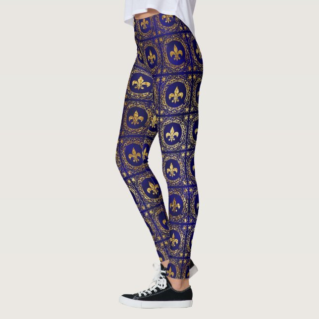 Leggings Patrón de Relieve metalizado de los santos morados (Izquierda)