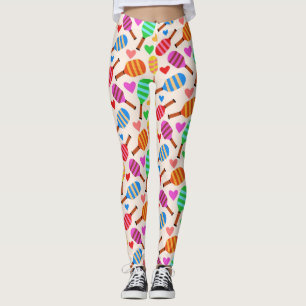 Leggings Patrón de remo de bolas con corazón