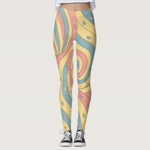 Leggings Patrón de remolino de caramelos pastel con sprinkl