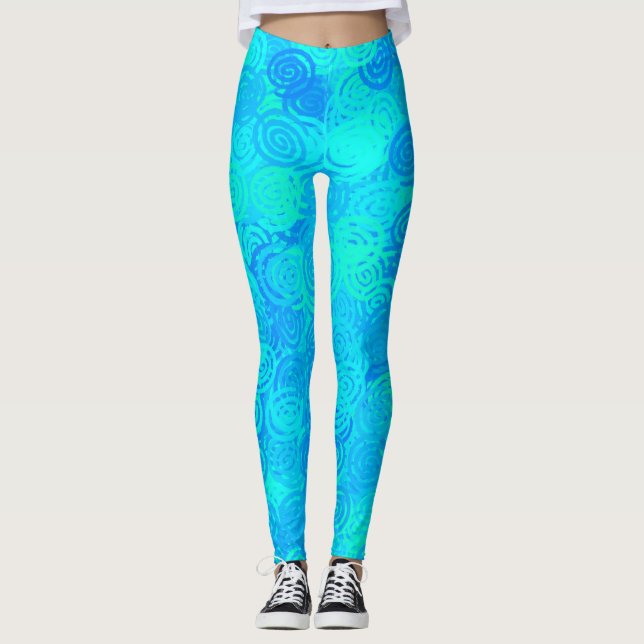 Leggings Patrón de Remolinos Azul Teal (Anverso)
