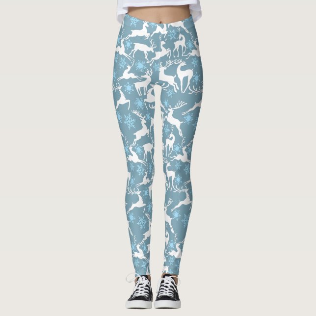 Leggings Patrón de renos navidades, blanco 02 Gris BG (Anverso)