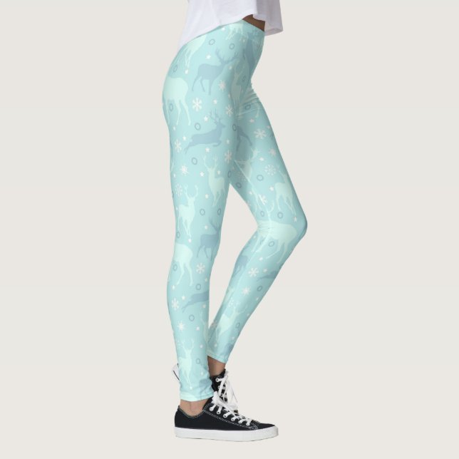 Leggings Patrón de renos y copos de nieve Ice azul ID546 (Derecha)