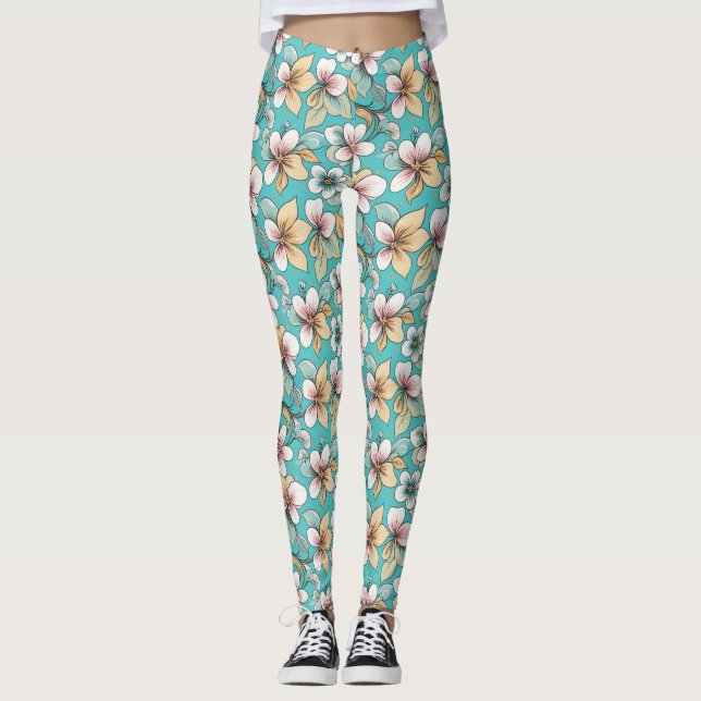 Leggings Patrón de repetición con temática floral (Anverso)