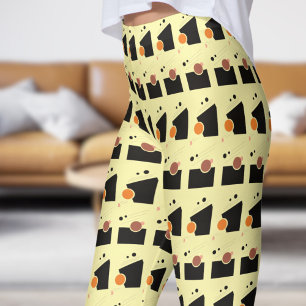 Leggings Patrón de resumen blanco crema vibrante