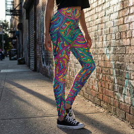 Leggings Patrón de resumen de ondas urbanas dinámicas