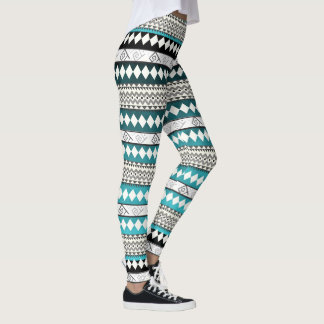 Leggings Patrón de resumen geométrico azul Verde azulado az