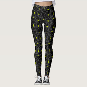 Leggings Patrón de resumen negro verde