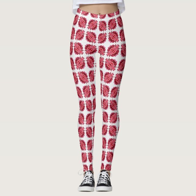 Leggings Patrón de resumen rojo moderno (Anverso)