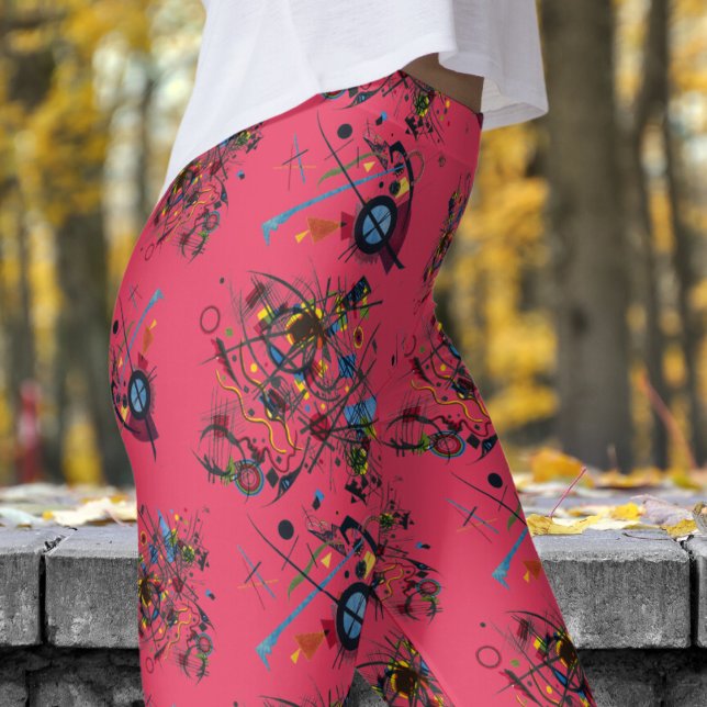 Leggings Patrón de resumen rosado fresco (Abstract on Paradise Pink)