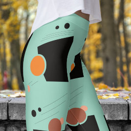 Leggings Patrón de resumen verde vibrante