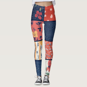 Leggings Patrón de retracción floral vintage (2)