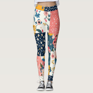 Leggings Patrón de retracción floral vintage (4)