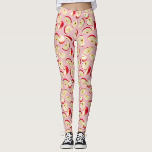 Leggings Patrón de Rodaja de Manzana Roja