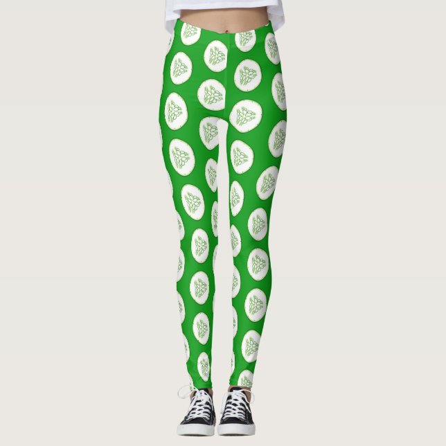 Leggings Patrón de rodajas de pepino (Anverso)