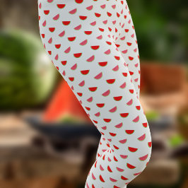 Leggings Patrón de rodajas de sandía Piernas rojas y blanca