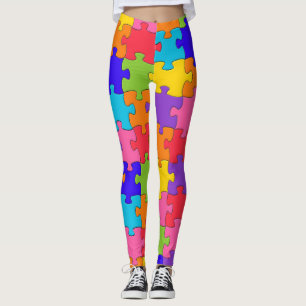 Leggings Patrón de rompecabezas - Piezas multicolor