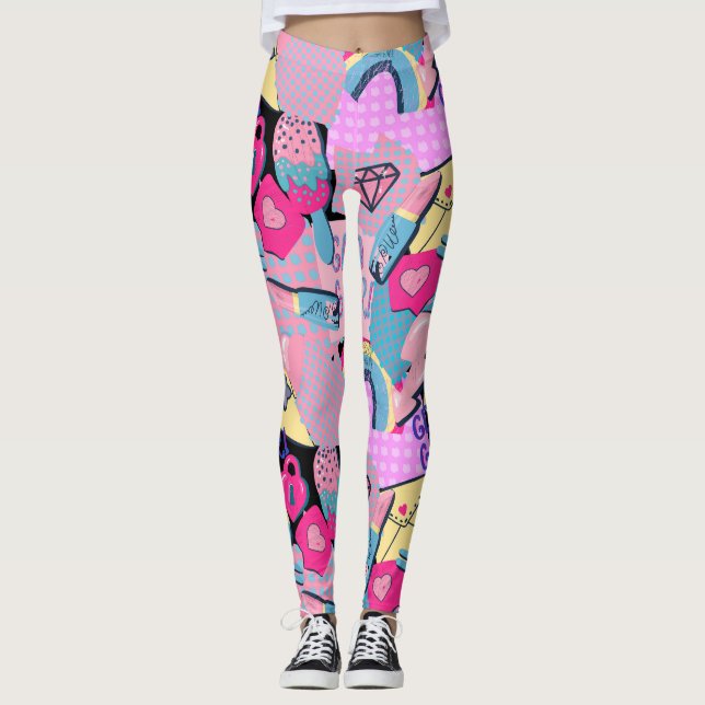 Leggings Patrón de ropa urbana de grafiti (Anverso)