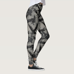 Leggings Patrón de ropa urbana negra desgastada grunge