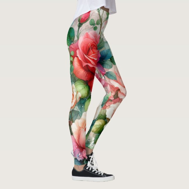 Leggings Patrón de Rosa Caprichoso (Derecha)