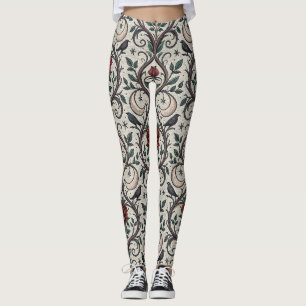 Leggings Patrón de rosa gótica oscura (1)