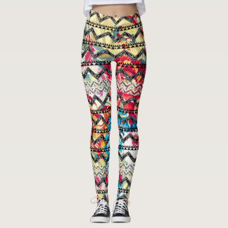 Leggings Patrón de Rosa Verde azulado azteca floral de cora