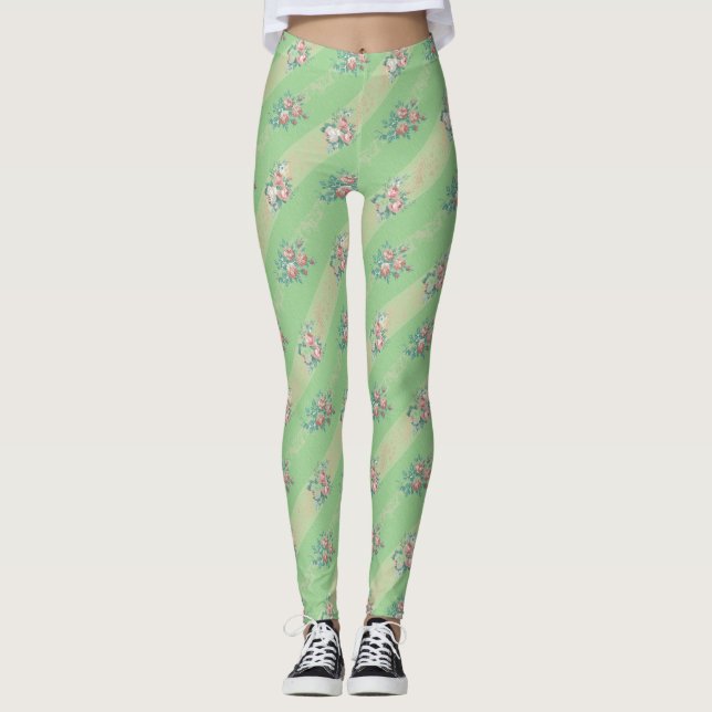 Leggings - Patrón de Rosa Vintage (Anverso)