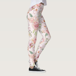 Leggings Patrón de rosas de tinta pastel