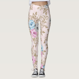 Leggings Patrón de rosas elegantes