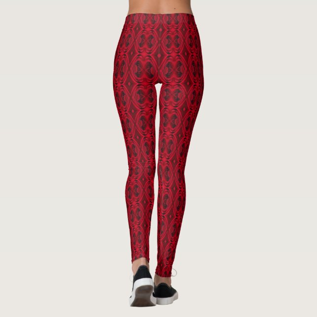 Leggings patrón de rosas rojas (Reverso)