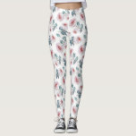 Leggings Patrón de rosas rosa suave de bonito<br><div class="desc">Patrón floral rosa bonito en las piernas blancas.</div>