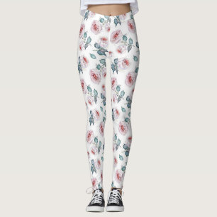 Leggings Patrón de rosas rosa suave y suave de bonito