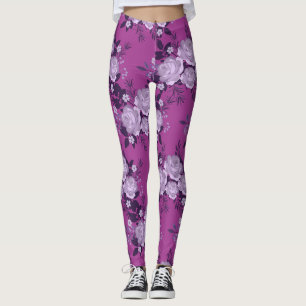 Leggings Patrón de Rosas violetas