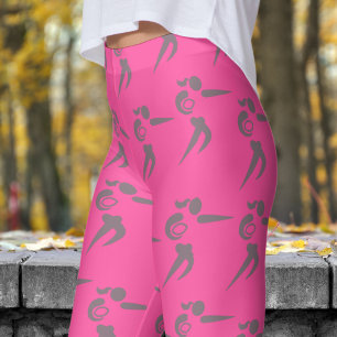 Leggings Patrón de rugby de mujeres de rosa rojo vibrante