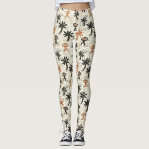 Leggings Patrón de Safari de la Jungla del Mono Boho