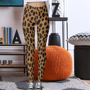 Leggings Patrón de safari de piel de leopardo marrón y negr